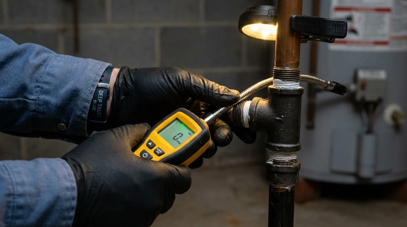 Gas leak detection with electronic sniffer by Johns Plumbing LLC in Whitman